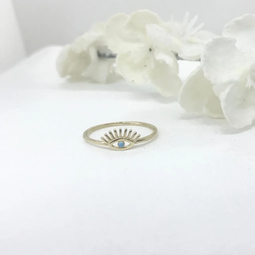 10k Gold Evil Eye Lash Ring