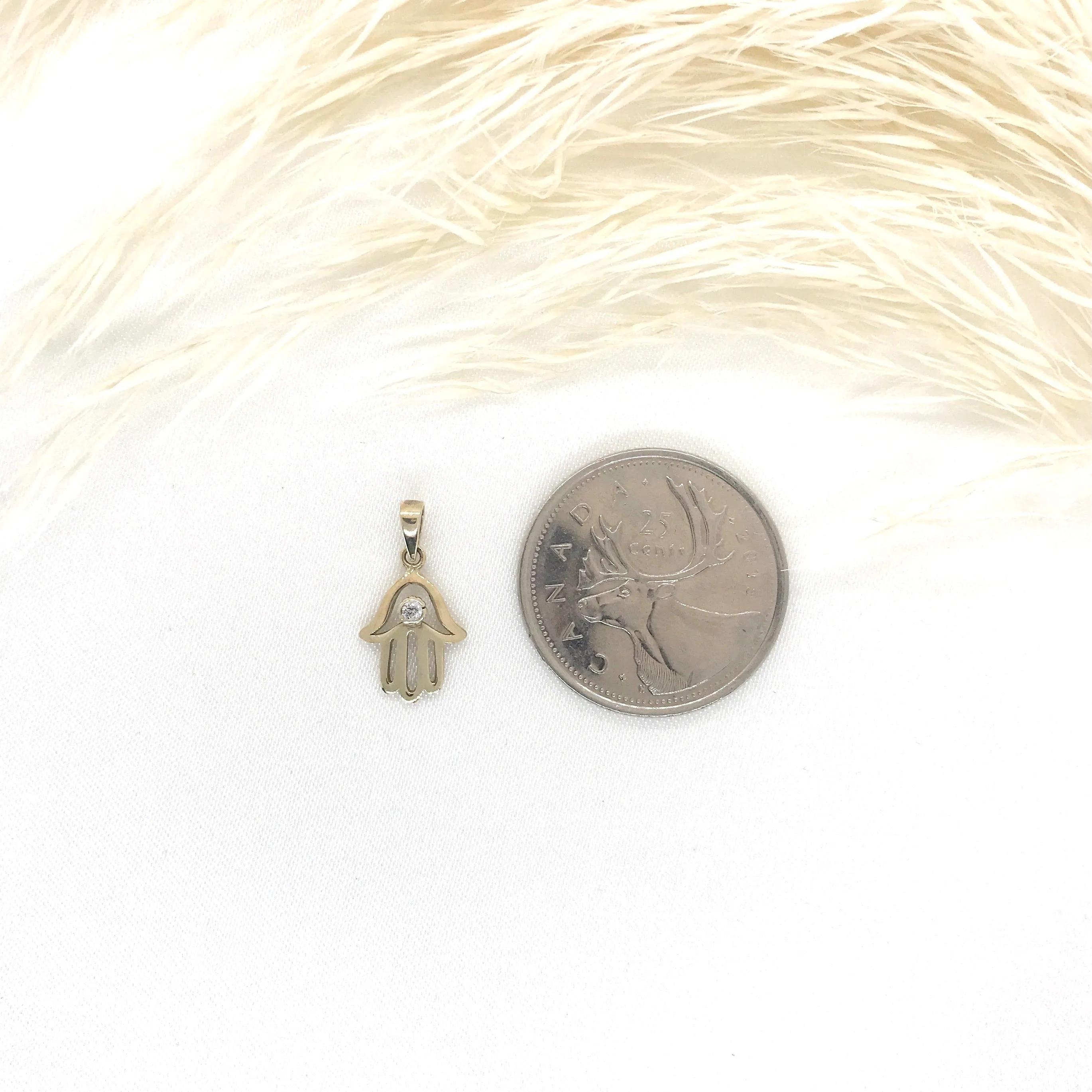 10k Yellow Gold Hamsa CZ Charm