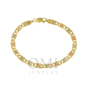 14K GOLD 5MM TRICOLOR FANCY CHAIN BRACELET