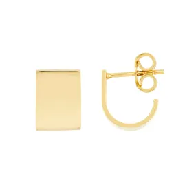 14K Yellow Gold Wide J-Huggie Earrings