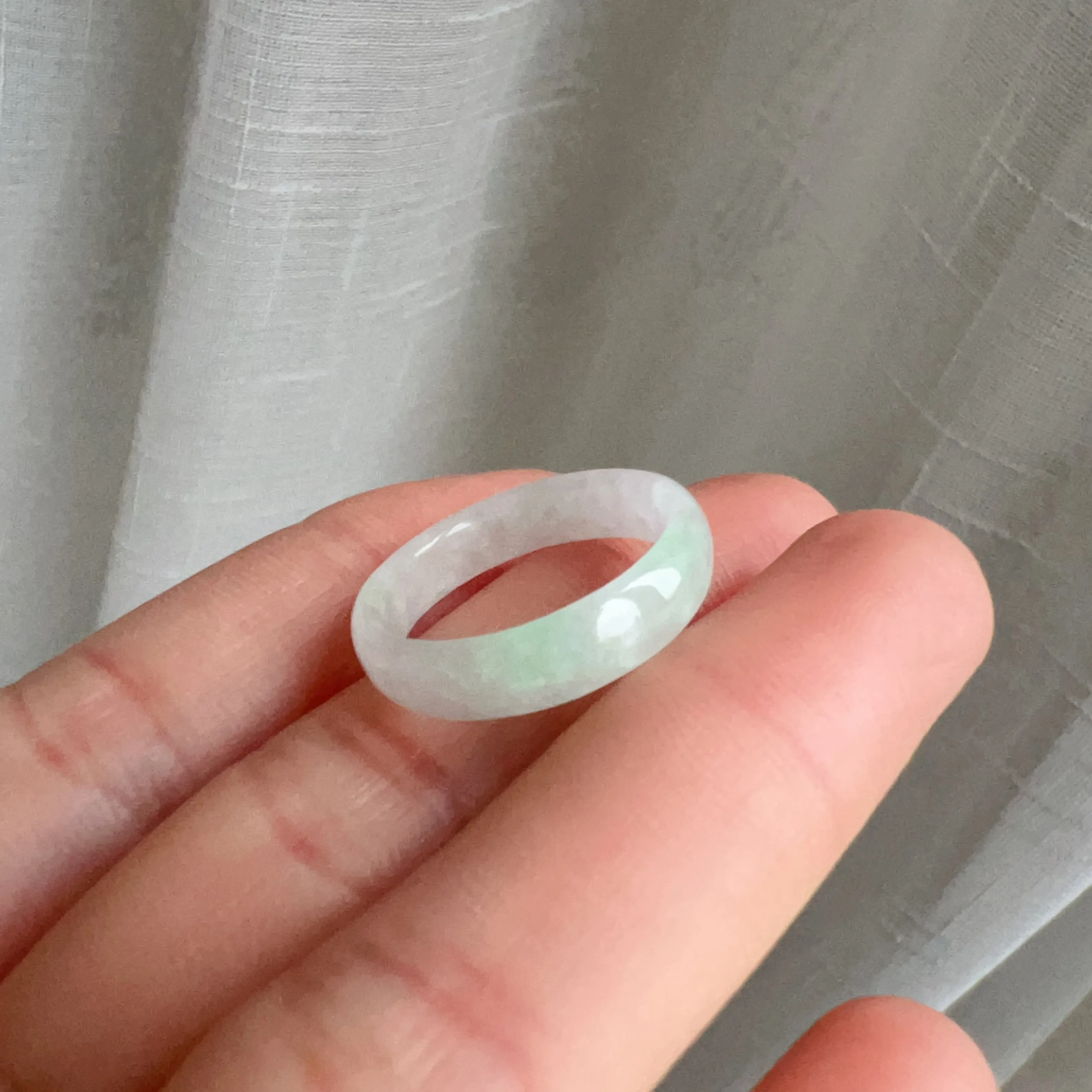 17.1mm A-Grade High-quality Natural Translucent Floral Jadeite Abacus Ring #5