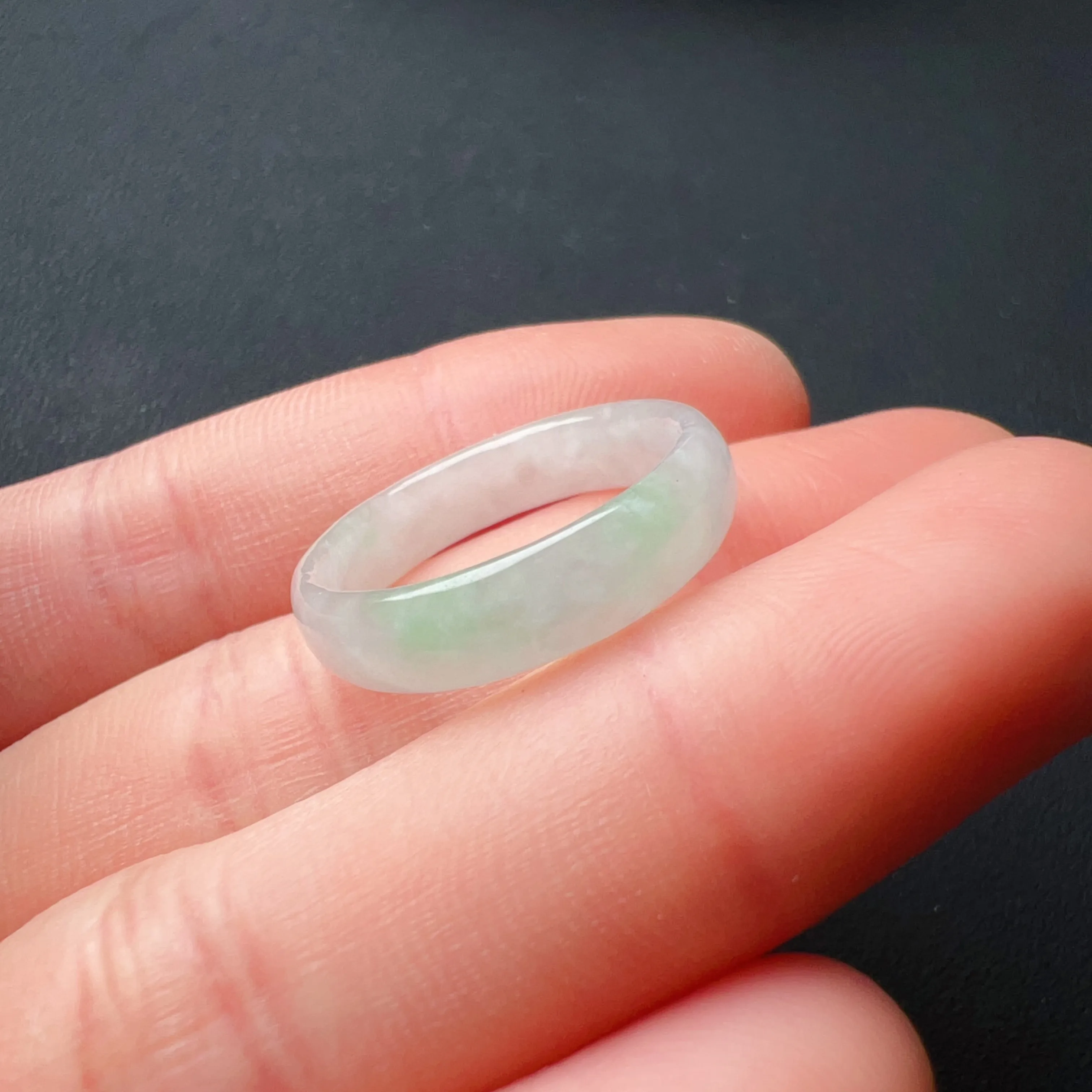 17.1mm A-Grade High-quality Natural Translucent Floral Jadeite Abacus Ring #5