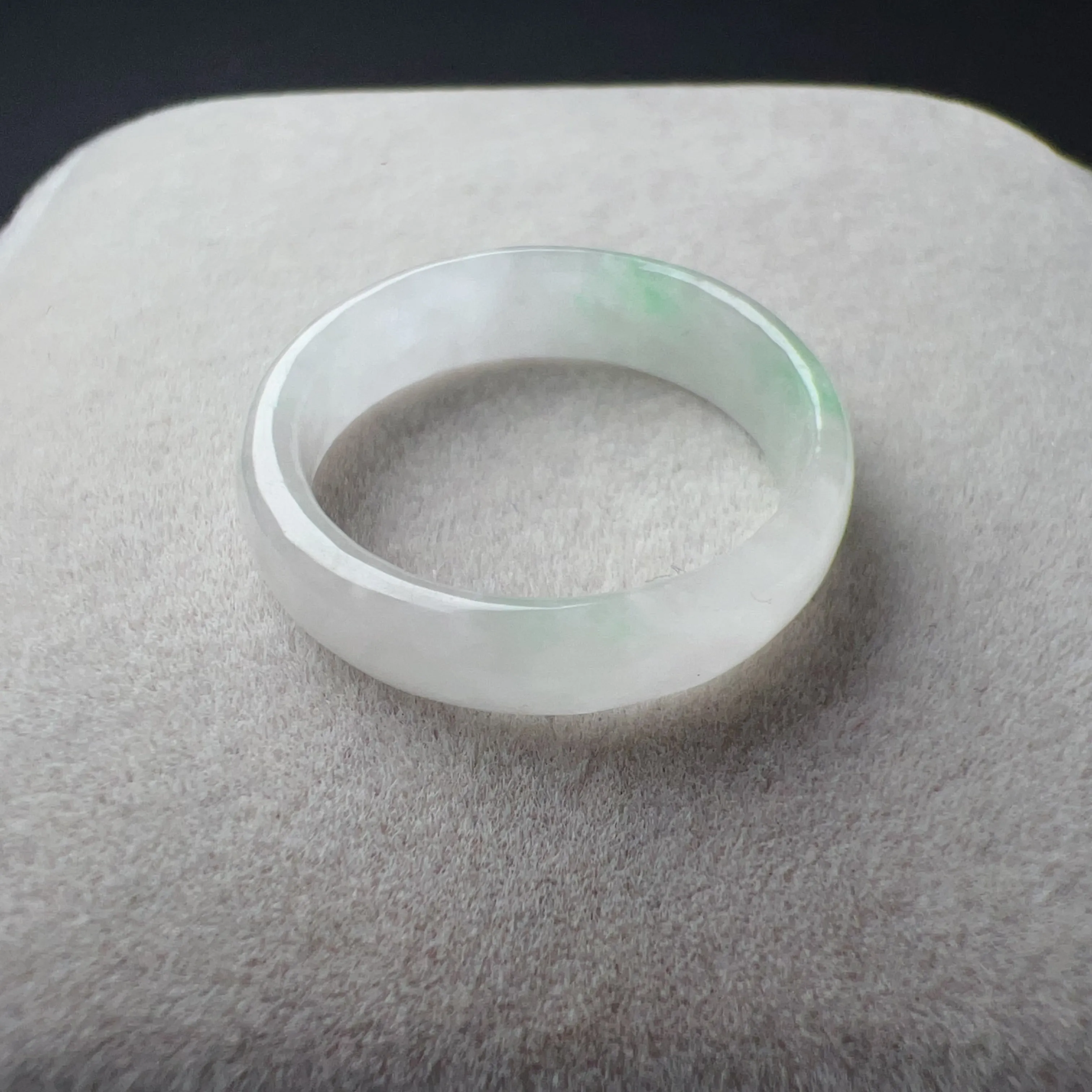 17.1mm A-Grade High-quality Natural Translucent Floral Jadeite Abacus Ring #5