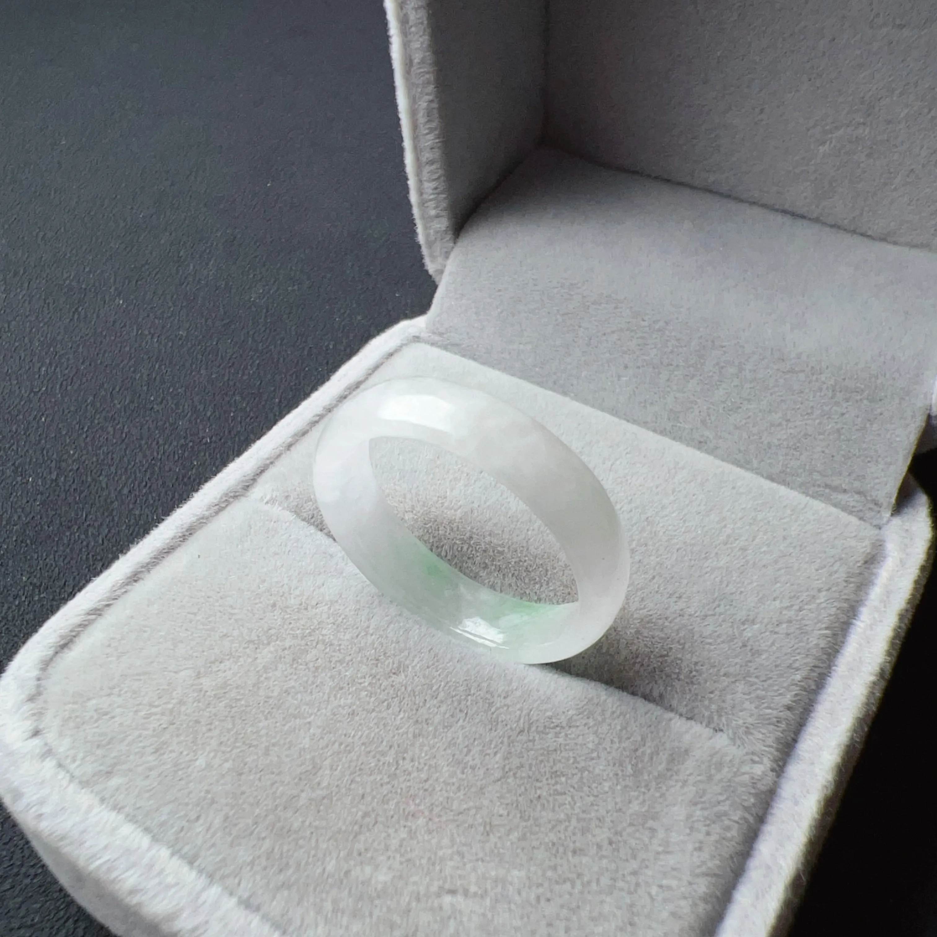 17.1mm A-Grade High-quality Natural Translucent Floral Jadeite Abacus Ring #5