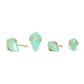 18K Kite Stud Earrings in Chrysoprase