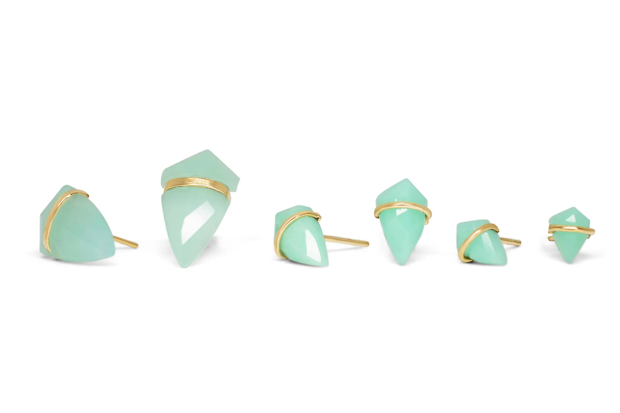 18K Kite Stud Earrings in Chrysoprase