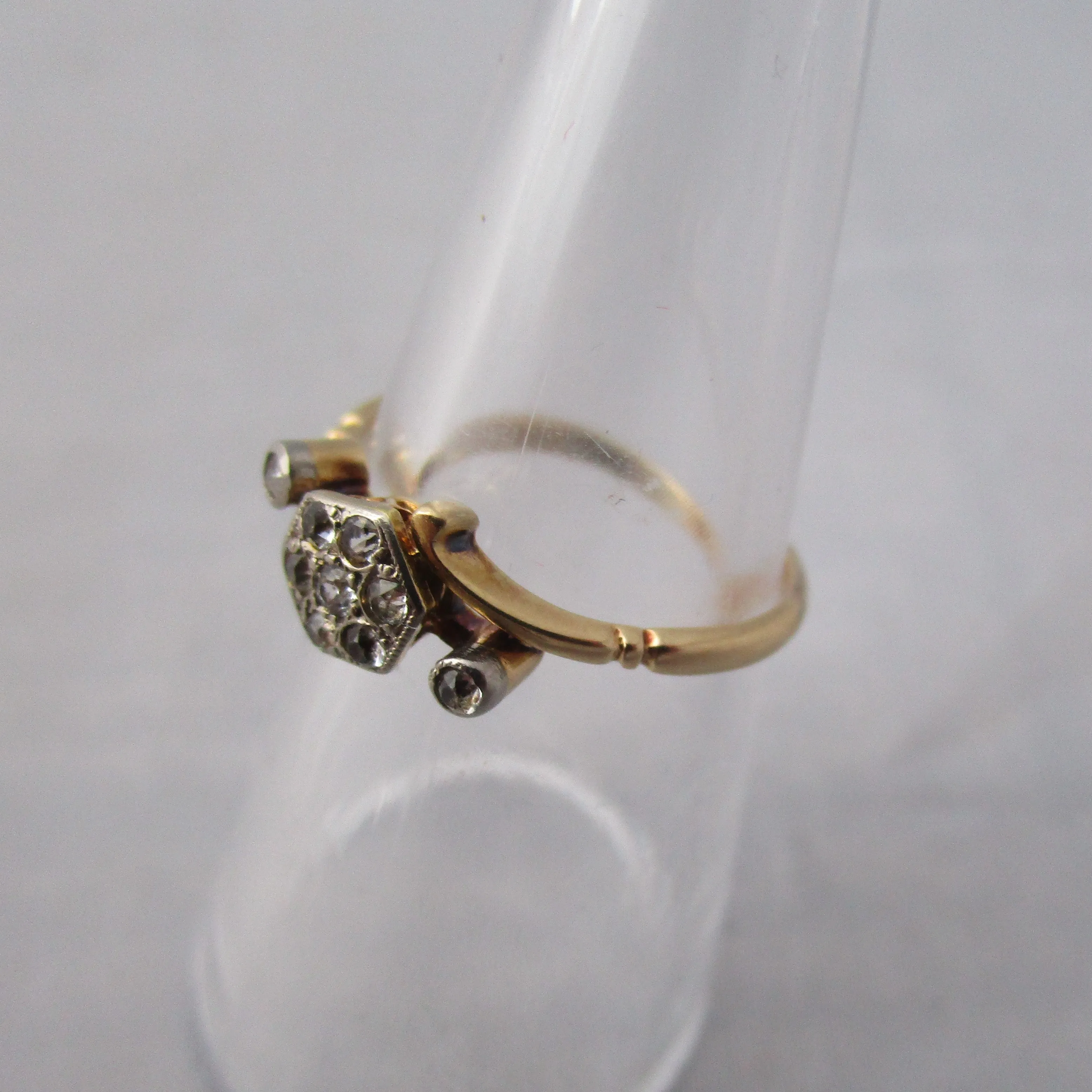 18k Yellow Gold Diamond Daisy Setting Ring Antique c1920