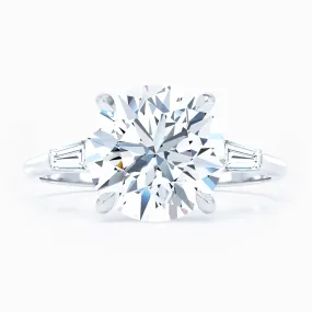 3 Stone - Baguette Sides - Round Engagement Ring