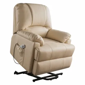 34 X 37 X 41 Beige Leatherette Power Lift Massage Recliner