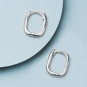 925 Pure Sterling Silver Rectangular Earrings Hoops For Women