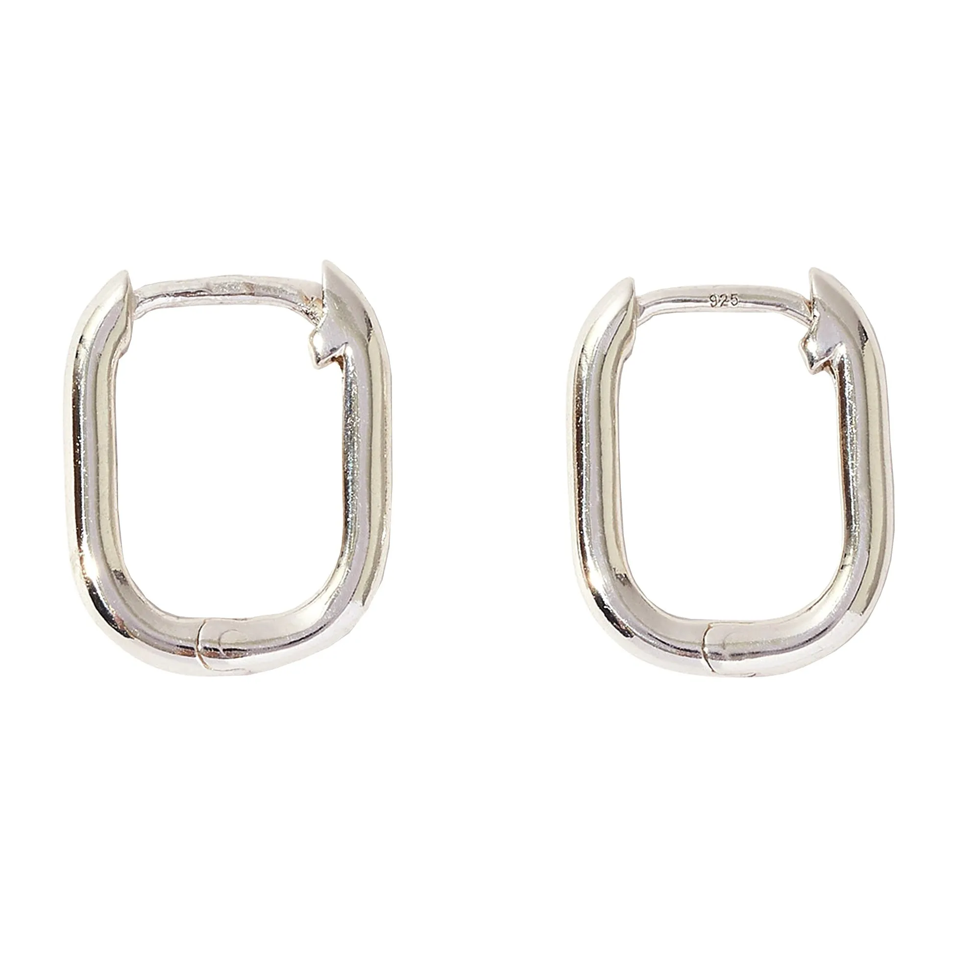 925 Pure Sterling Silver Rectangular Earrings Hoops For Women