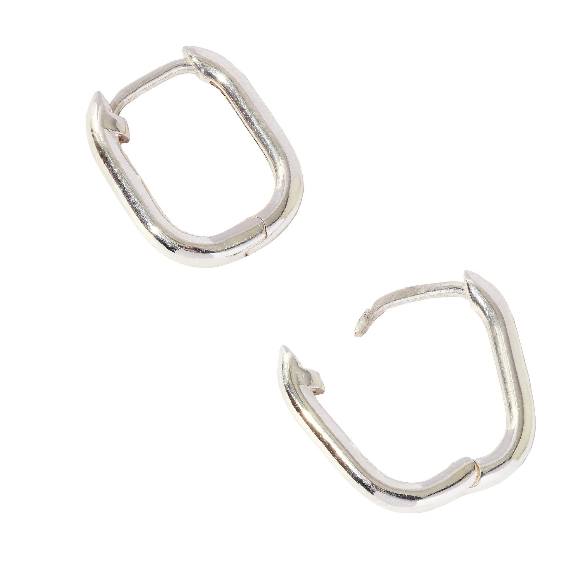 925 Pure Sterling Silver Rectangular Earrings Hoops For Women