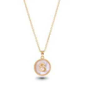 AMANDA BLU - GOLD MOTHER OF PEARL INITIAL NECKLACE - S - 18K GOLD DIPPED