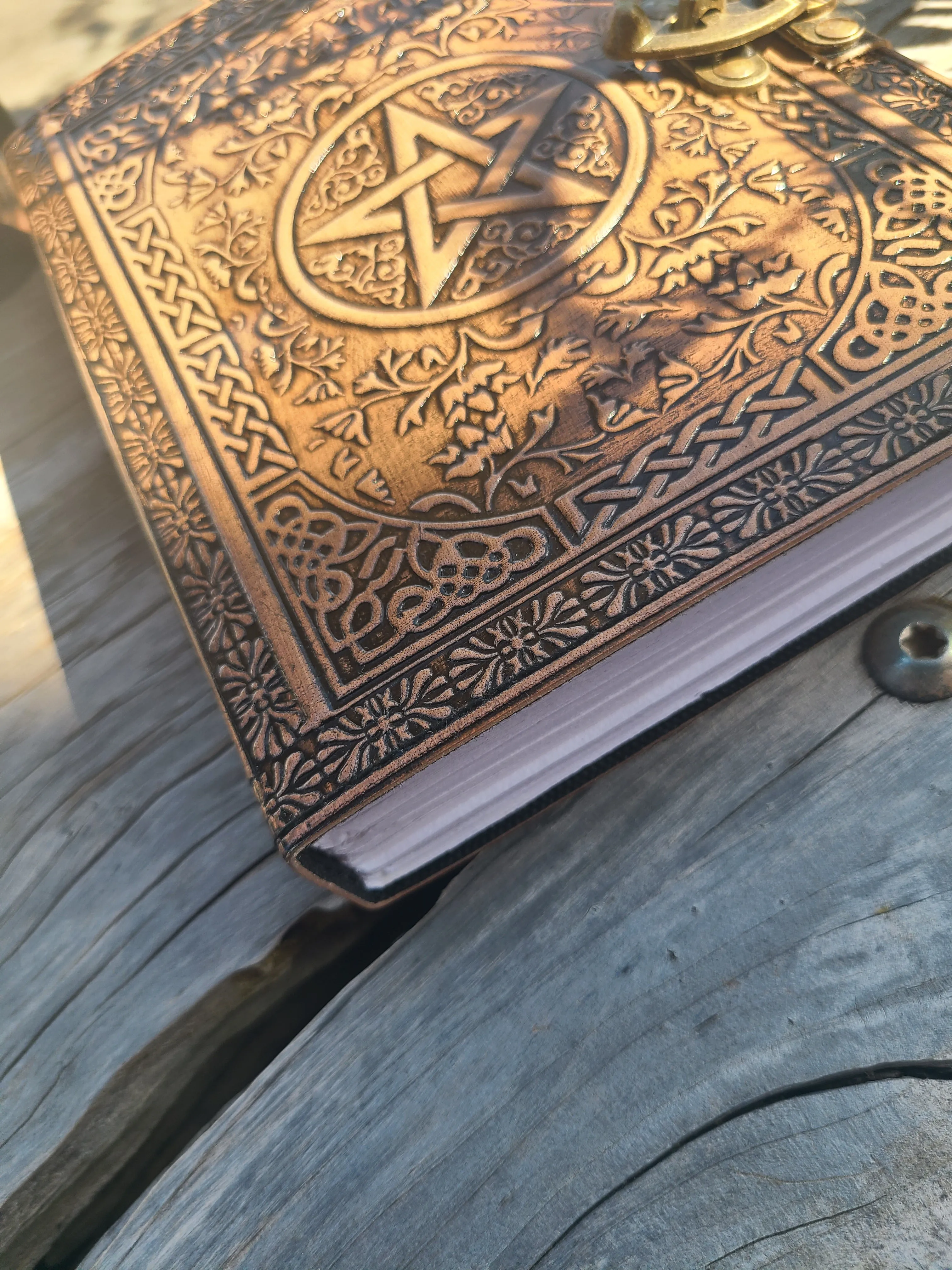 Antique Celtic Star Leather Journal