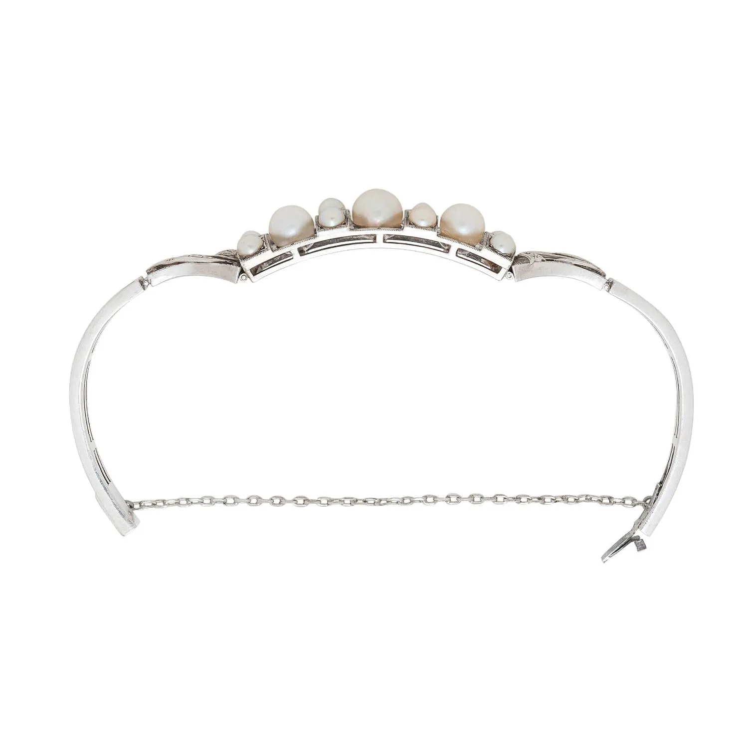 Art Nouveau Sterling Silver Pearl Bracelet