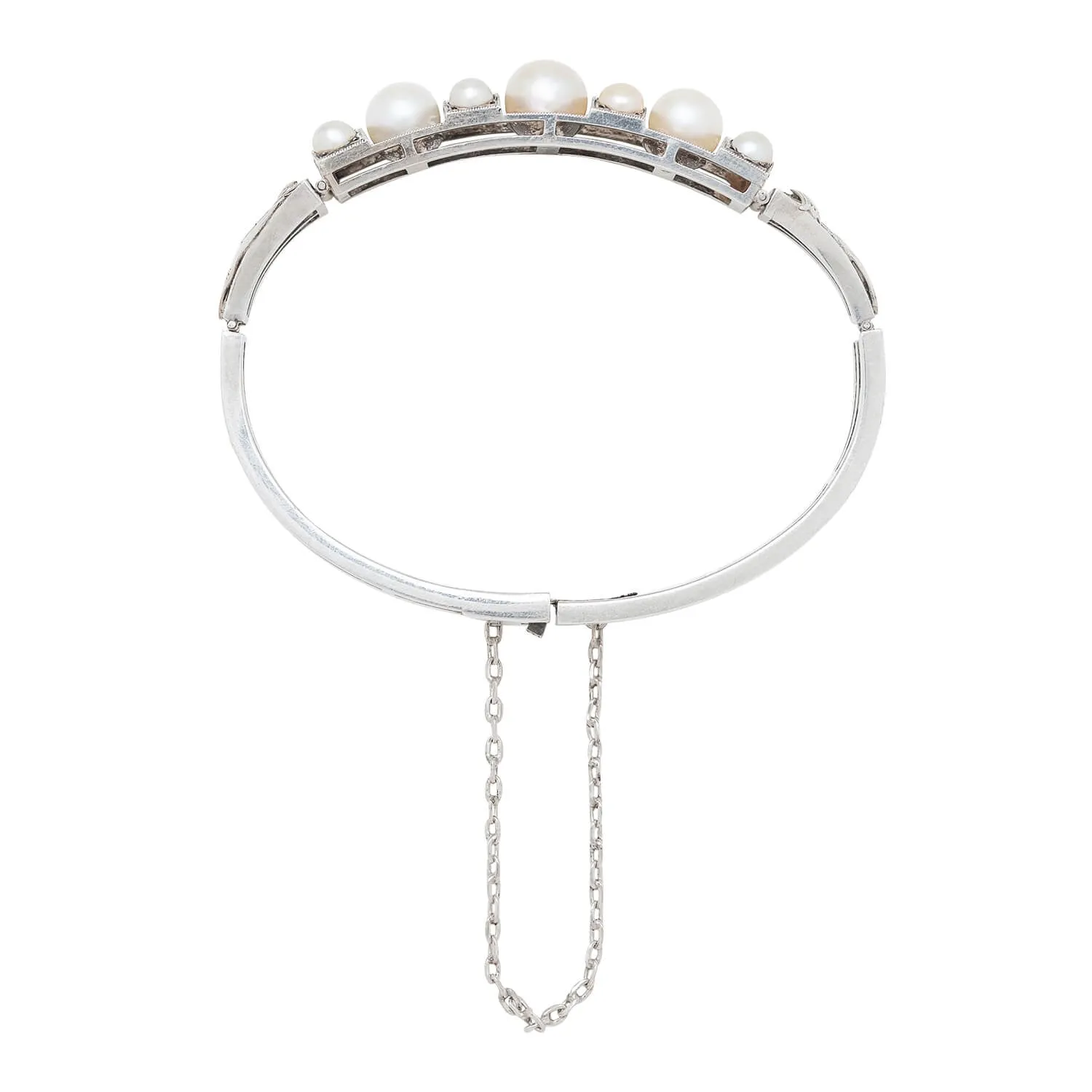 Art Nouveau Sterling Silver Pearl Bracelet