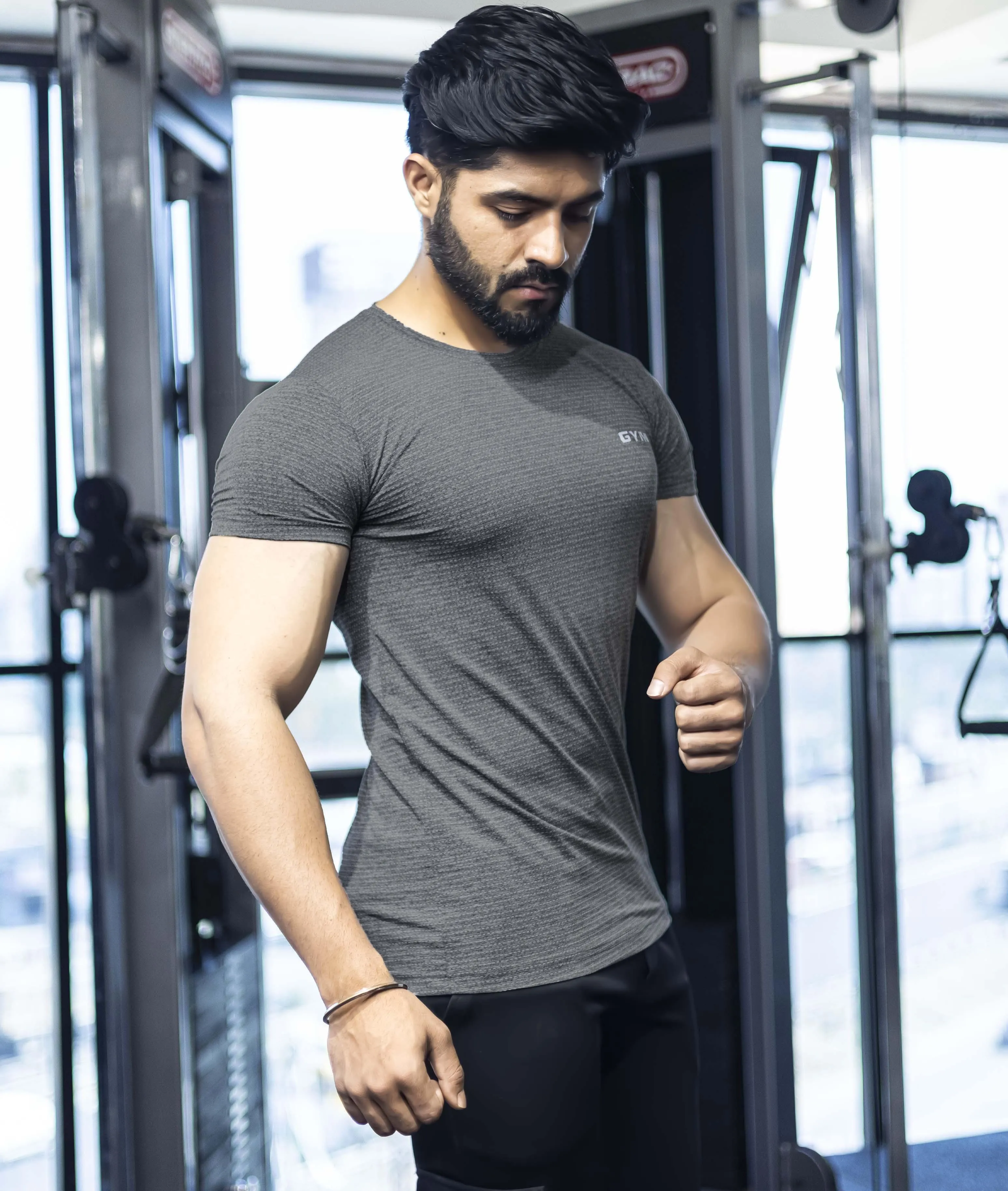 Aura GymX Tee: Charcoal Grey