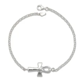 Better Jewelry Smooth Ankh .925 Sterling Silver Anklet