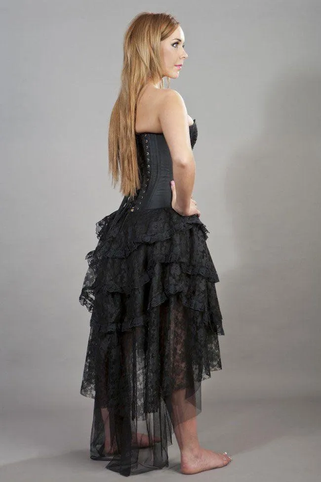 Beverly Prom Corset Dress In Black Taffeta