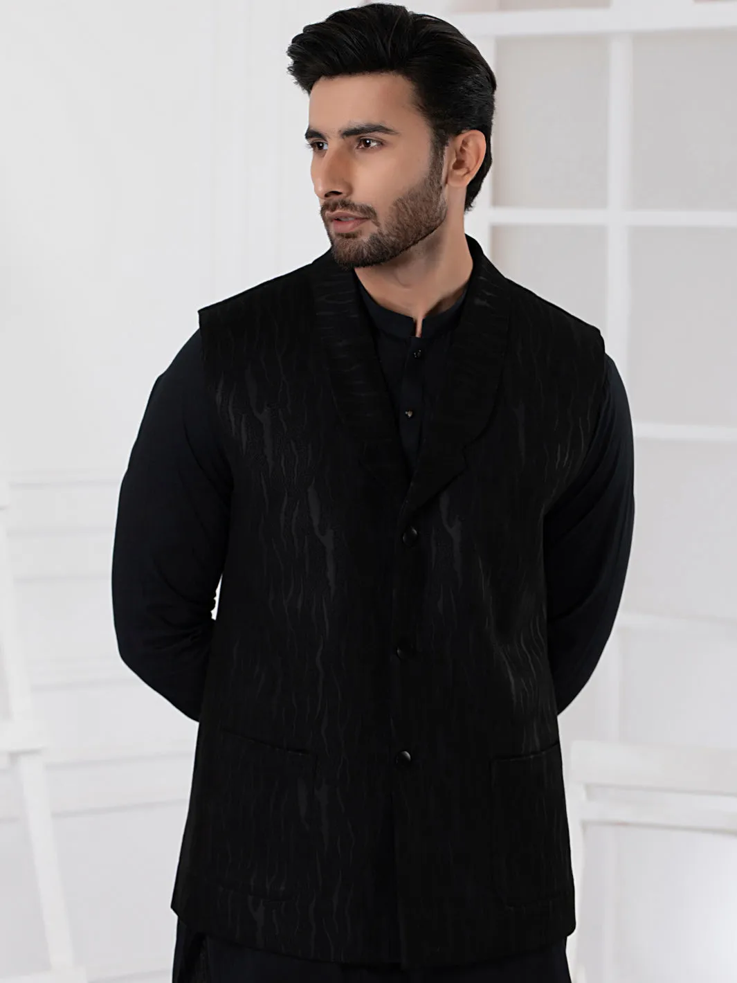 Black Blended Waistcoat - AL-WC-447