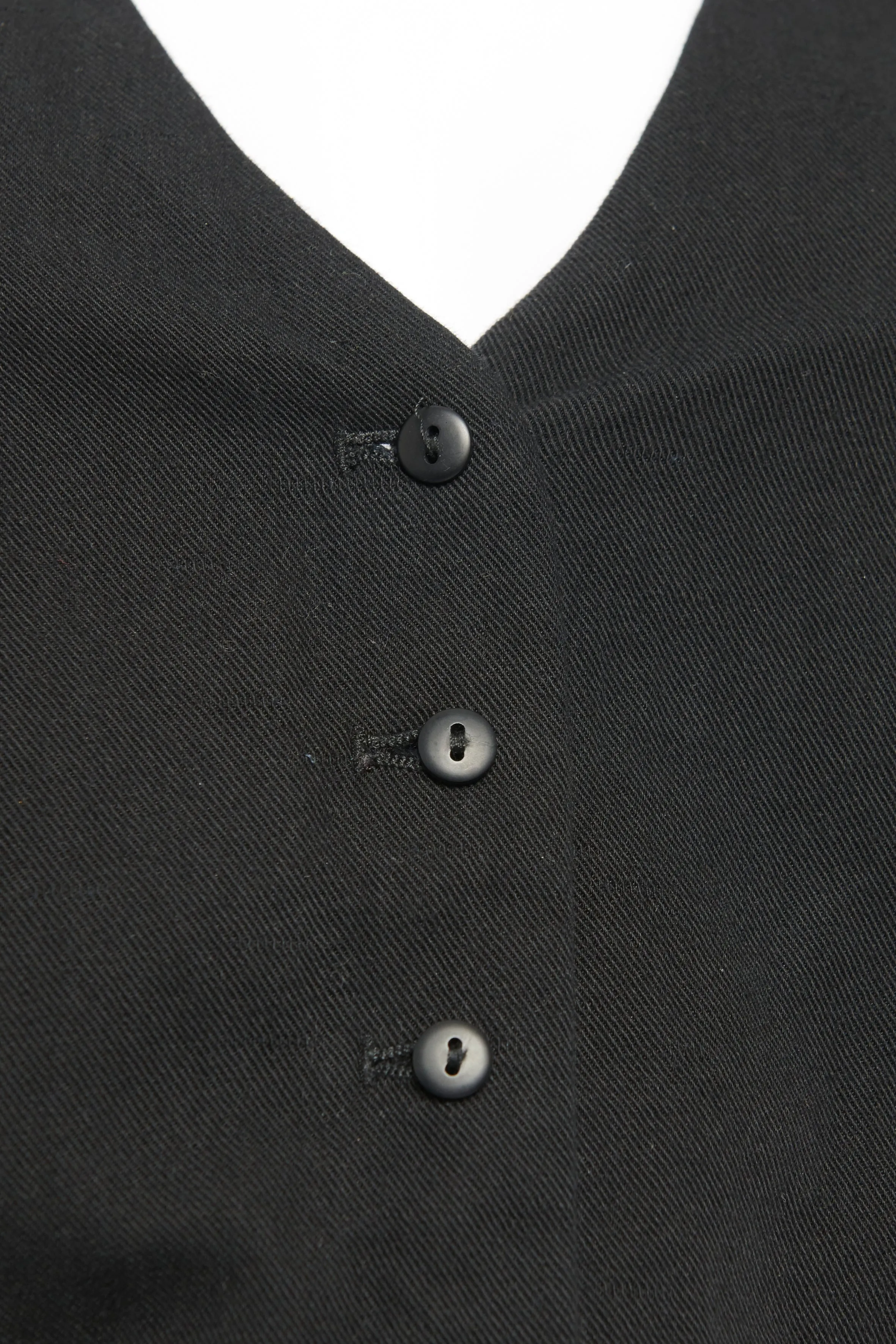 Black Cotton/Linen Fitted Single-Breasted Preowned Waistcoat