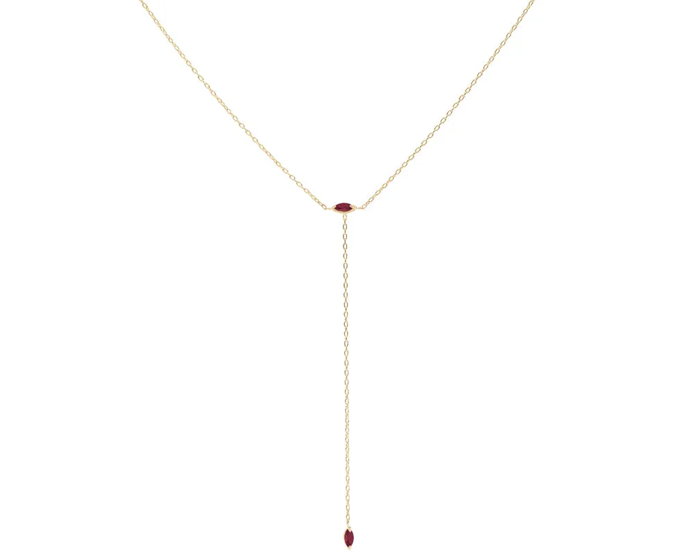 Blue Hour Ruby Lariat Necklace