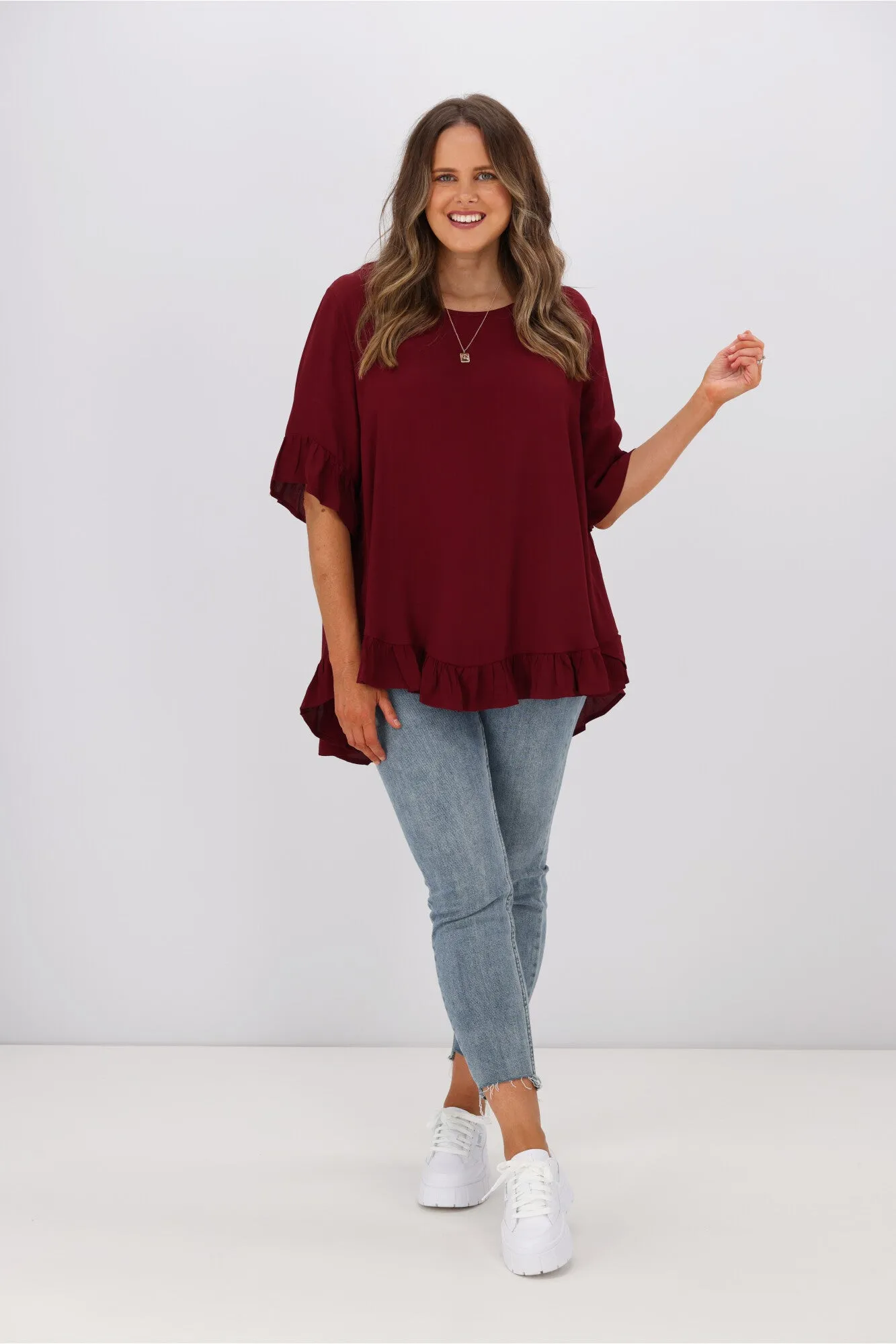 Boho Australia Cisco Frill Top Wine