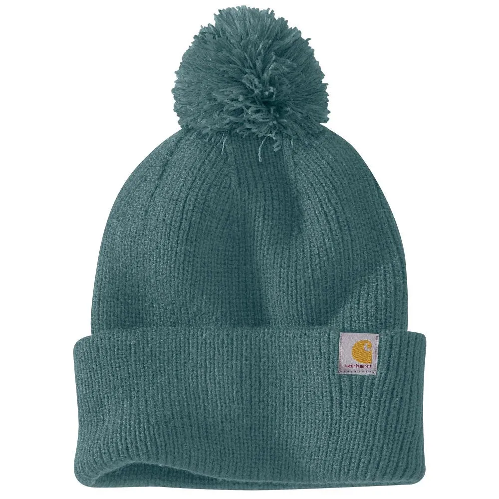 Cahartt' Women's Knit Pom Pom Cuffed Beanie - Sea Pine