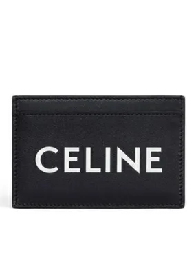 CARD HOLDER IN SMOOTH CALFSKIN WITH CELINE PRINT BLACK