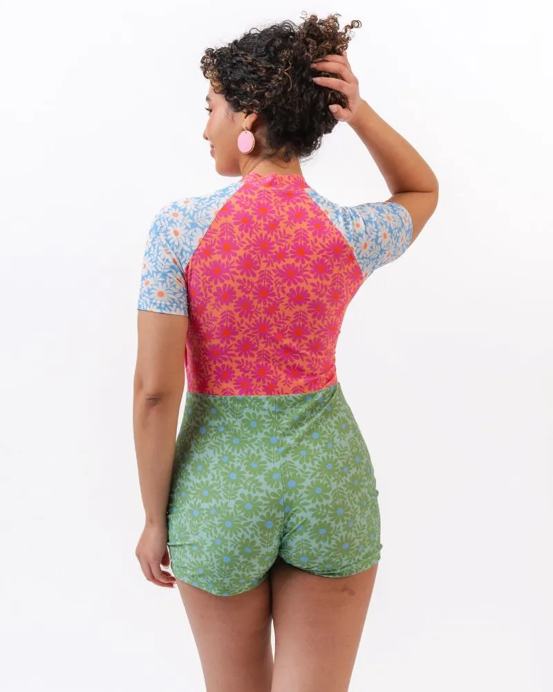 Daisy Patch Retro Rash Guard One-Piece