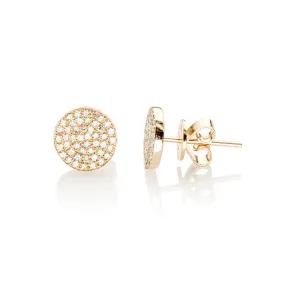 EF Collection - Diamond Disc Stud Earrings, Yellow Gold