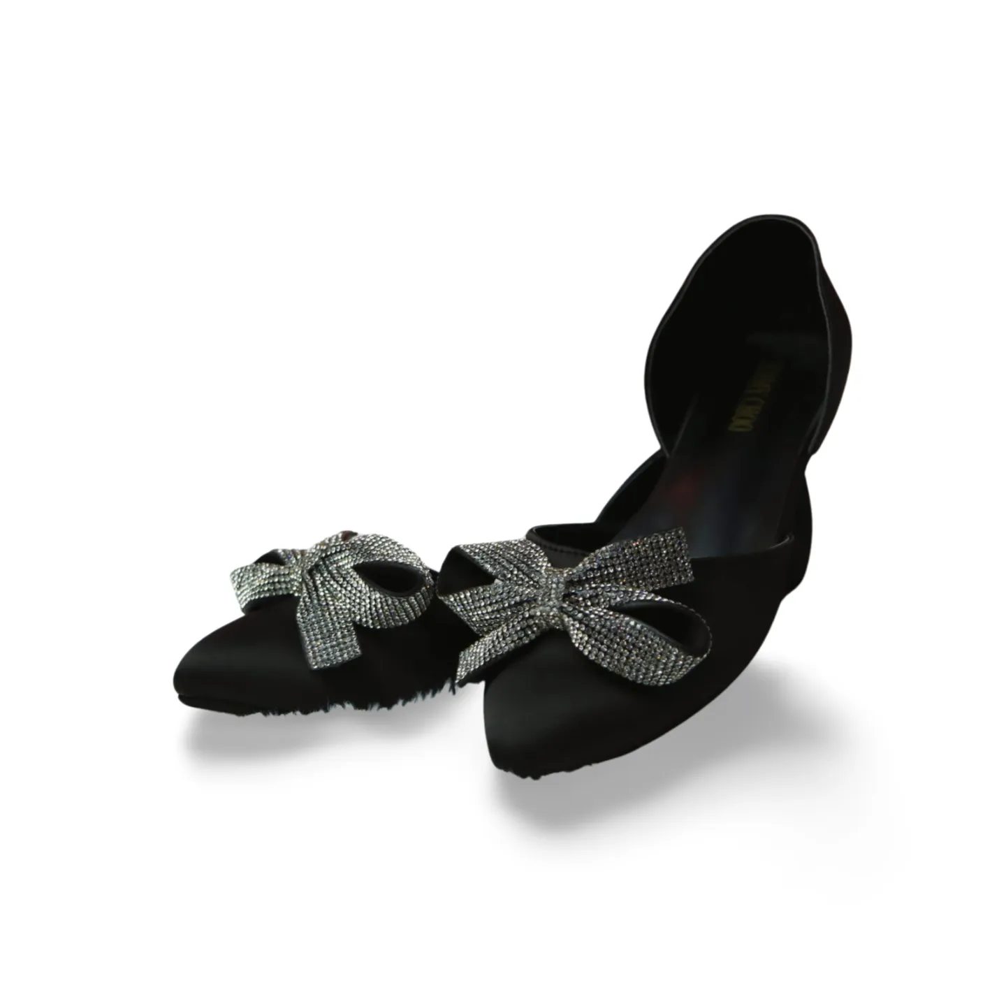 Elegant Satin Rhinestone Bow Heel Diamond Fancy Pumps