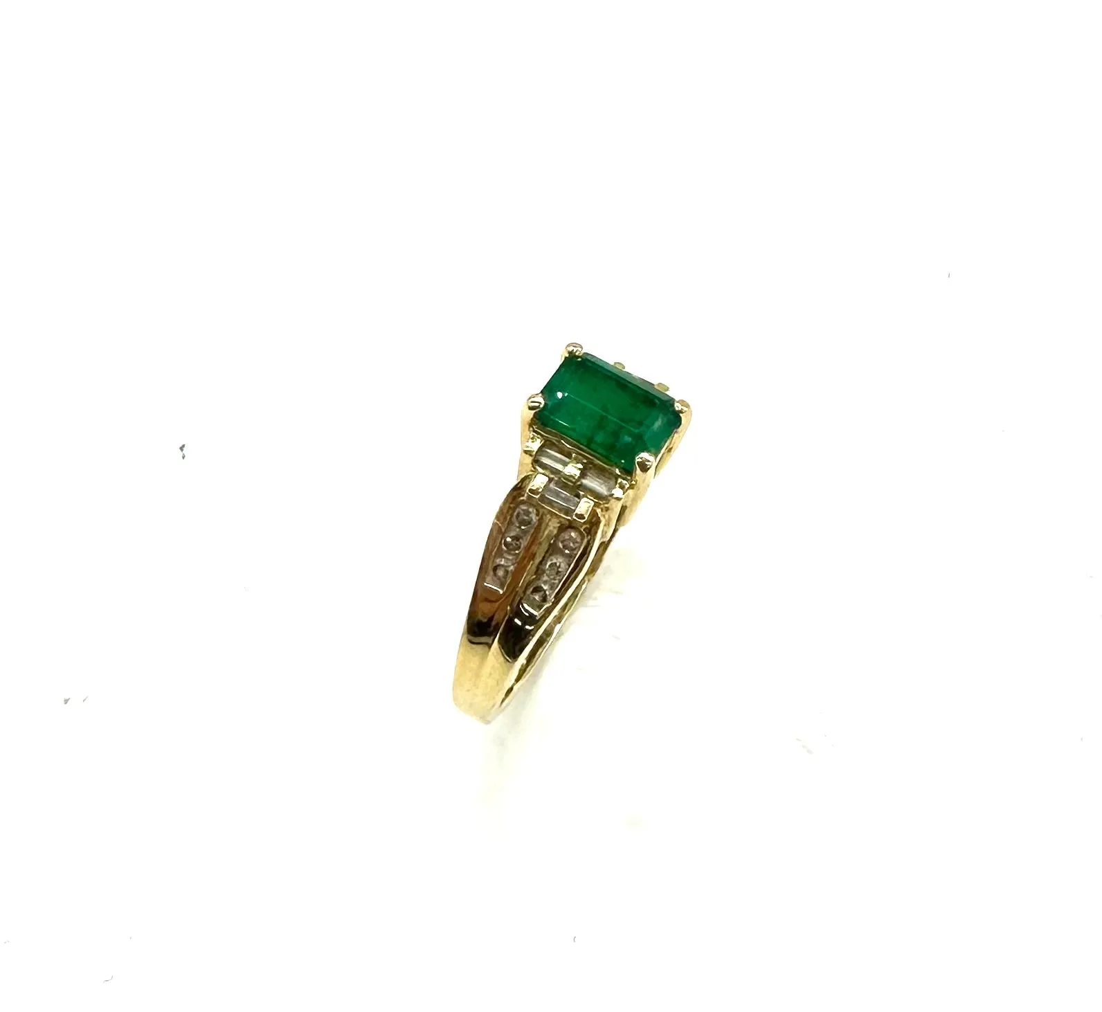 Emerald Cut Emerald & Diamond Ring