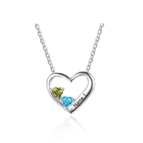 Engraved Heart Birthstone Necklace