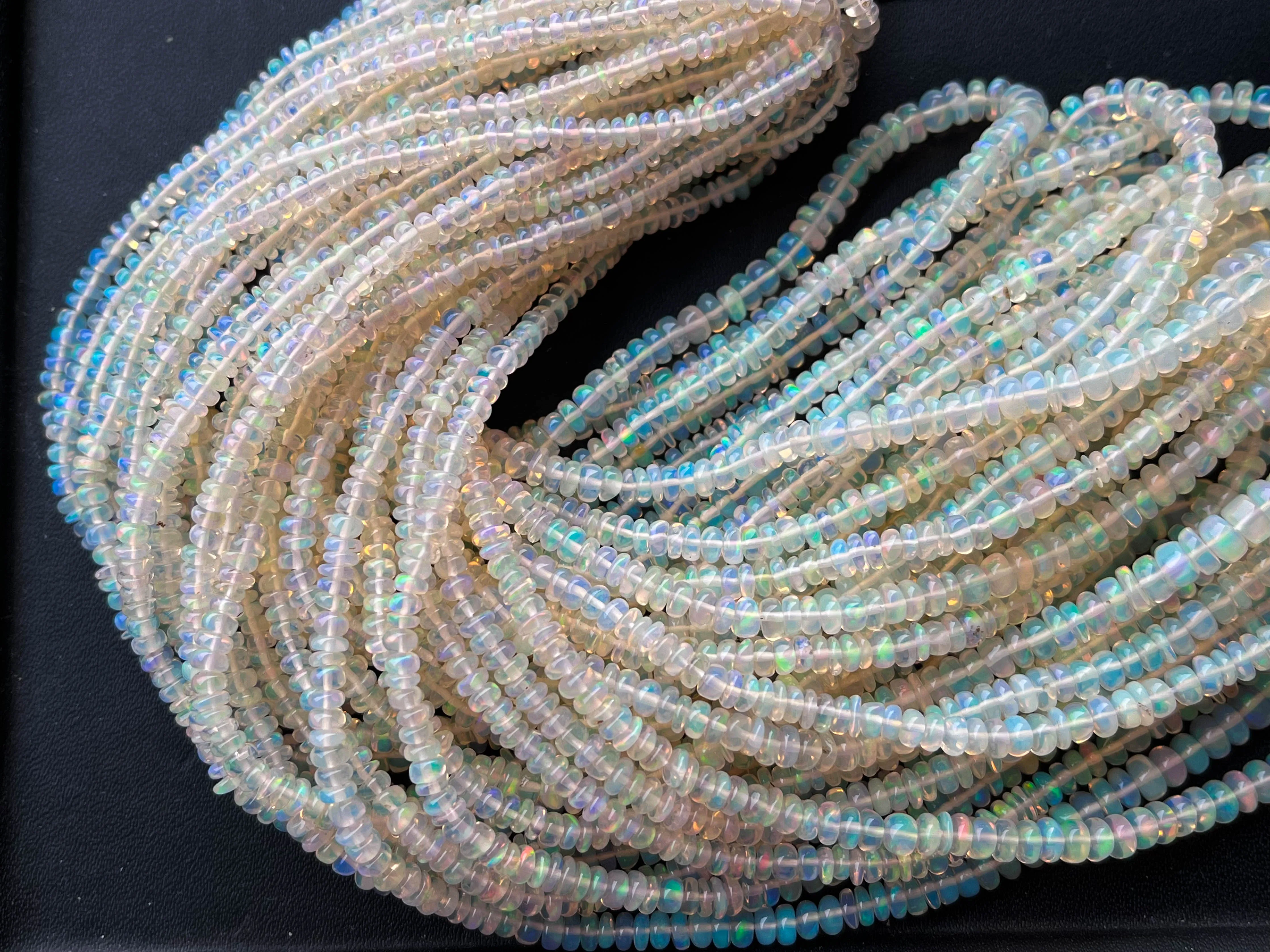 Ethiopian Opal Smooth Rondelle Beads | 2.50mm to 5mm | 16 Inch