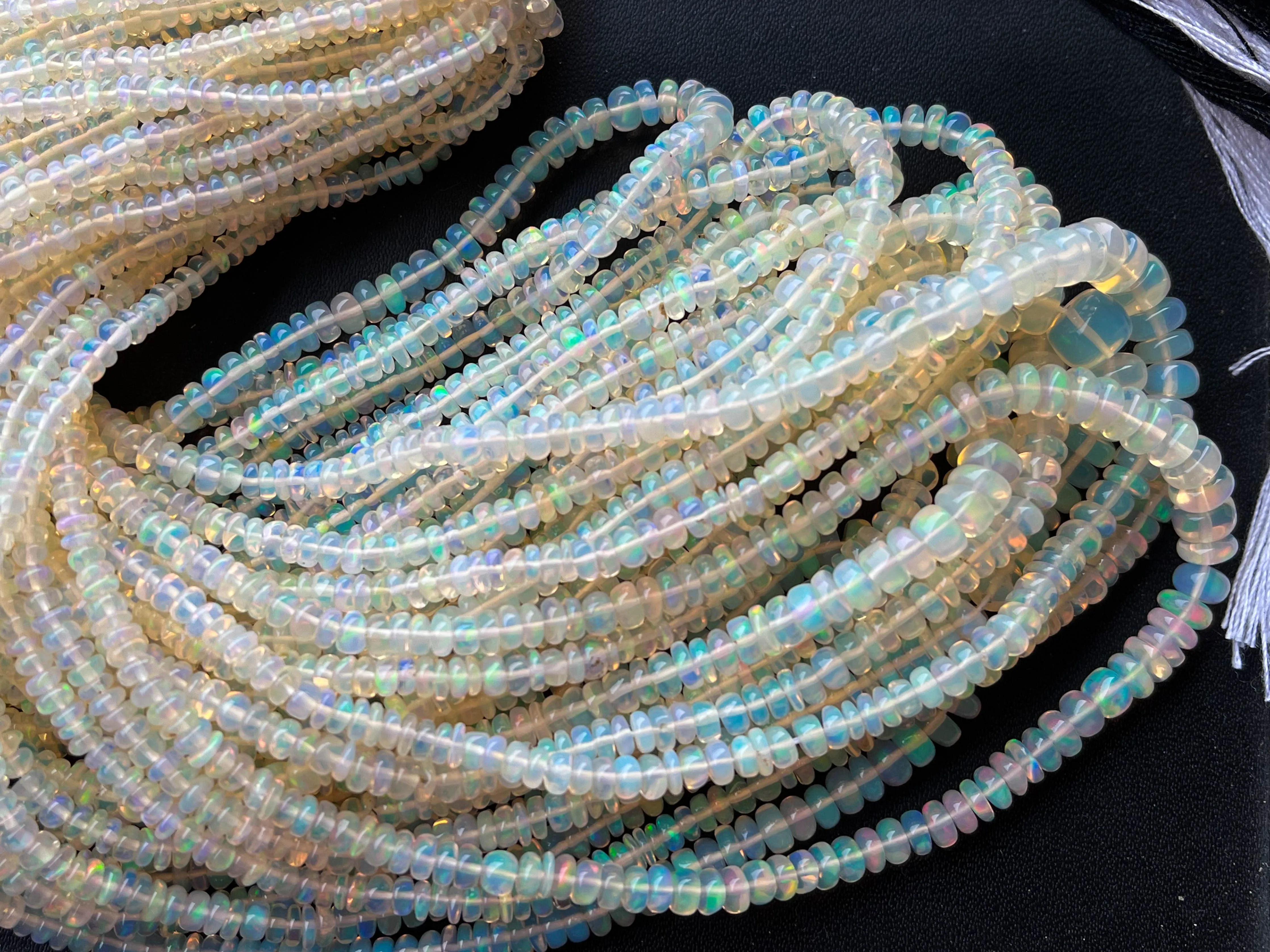 Ethiopian Opal Smooth Rondelle Beads | 2.50mm to 5mm | 16 Inch