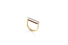 GeoArt Happy Rectangle Ruby & Diamond Ring