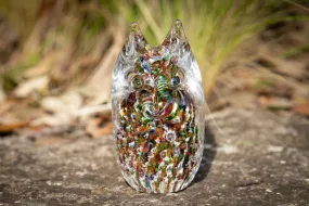 Glass Owl with Cremation Ash