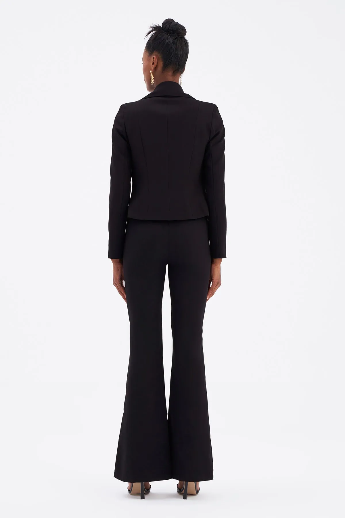 High waisted flared trousers - BLACK