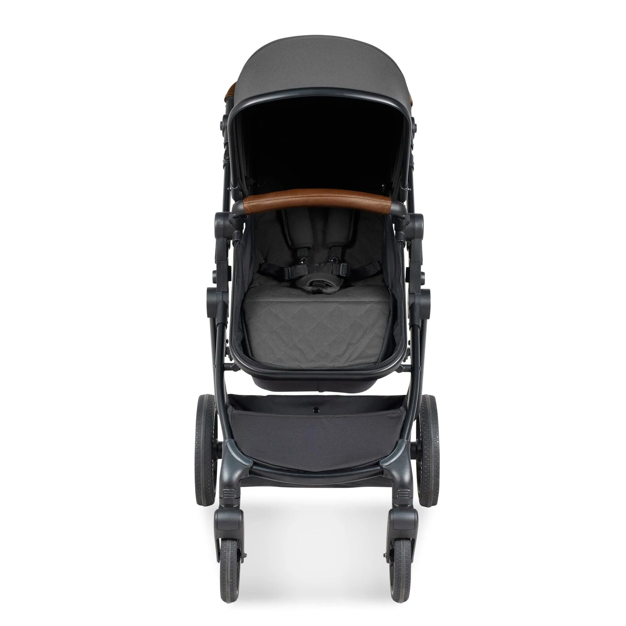 Ickle Bubba Cosmo I-Size Travel System With Stratus Car Seat & Isofix Base - Black / Graphite Grey / Tan