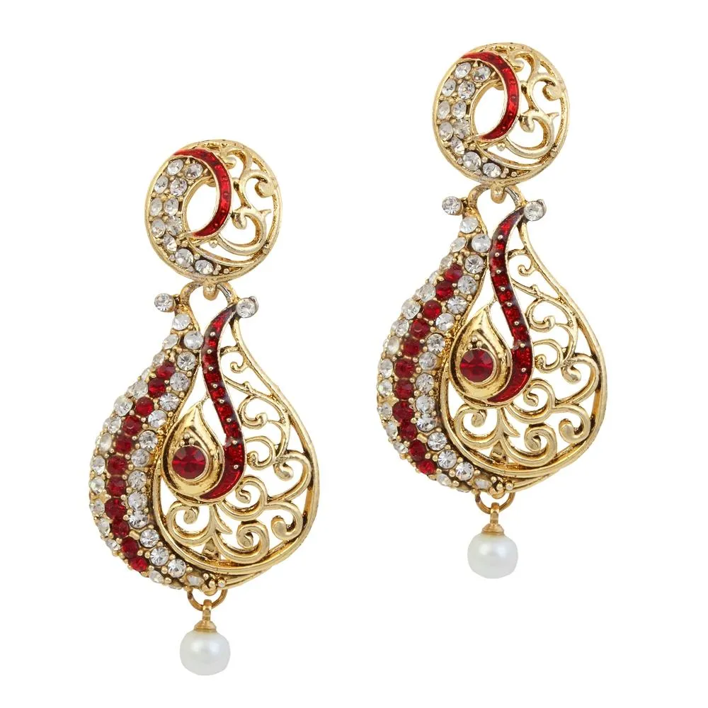 JewelMaze Austrian Stone Gold Plated Dangler Earrings