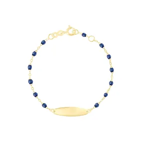 Little Gigi Lapis bracelet, Oval plaque, Yellow Gold, 5.9"