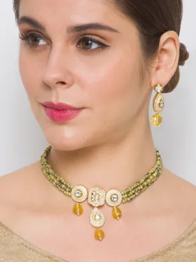 Micron Gold Polish Brass Kundan Polki Meenakari Necklace