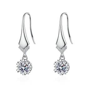 Moissanite Heart-Set Drop Earrings