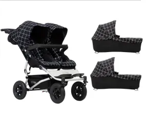 Mountain Buggy Duet with 2 X Carrycot Plus - Grid