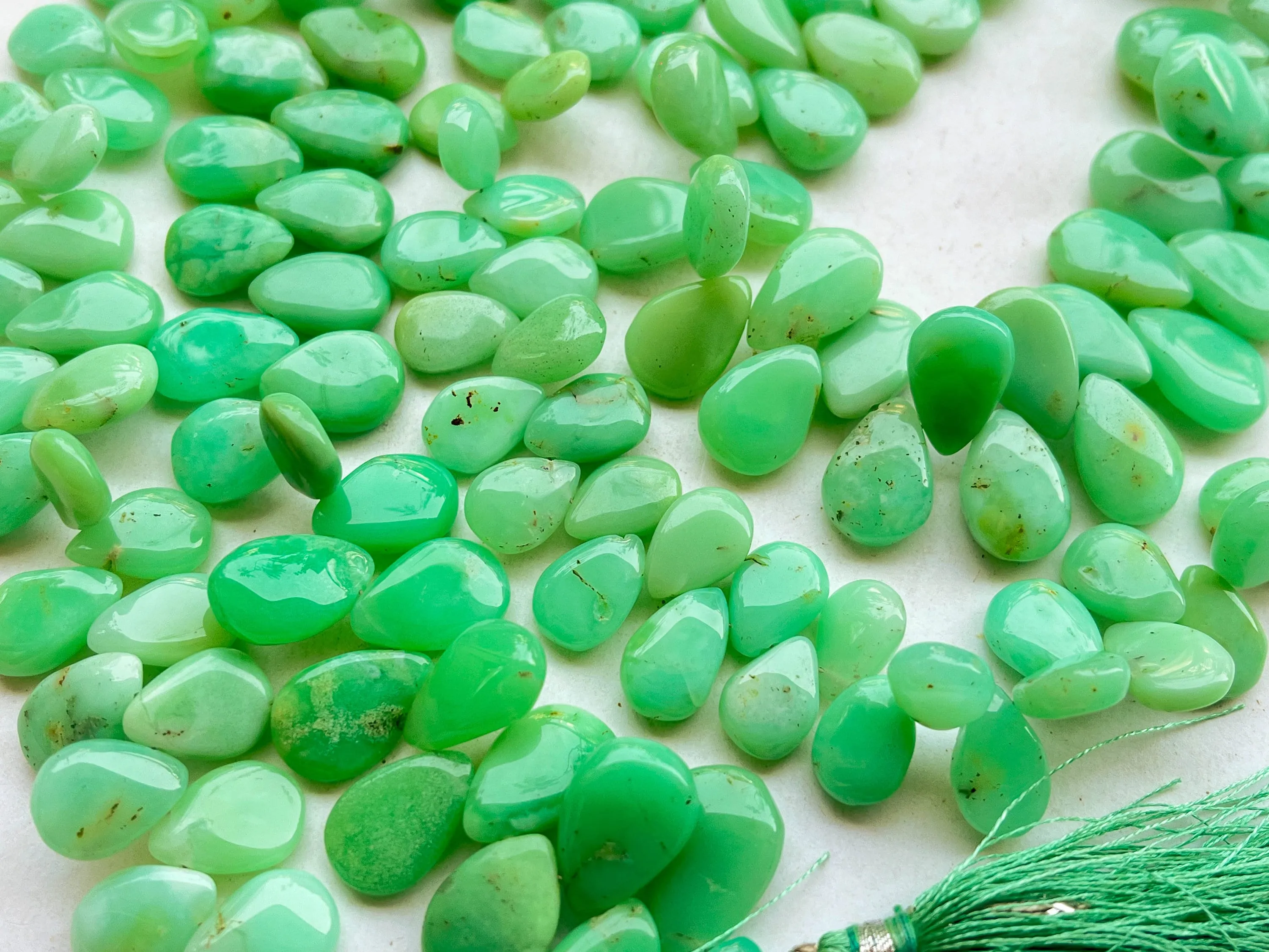 Natural Chrysoprase Smooth Pear Shape Briolette Beads