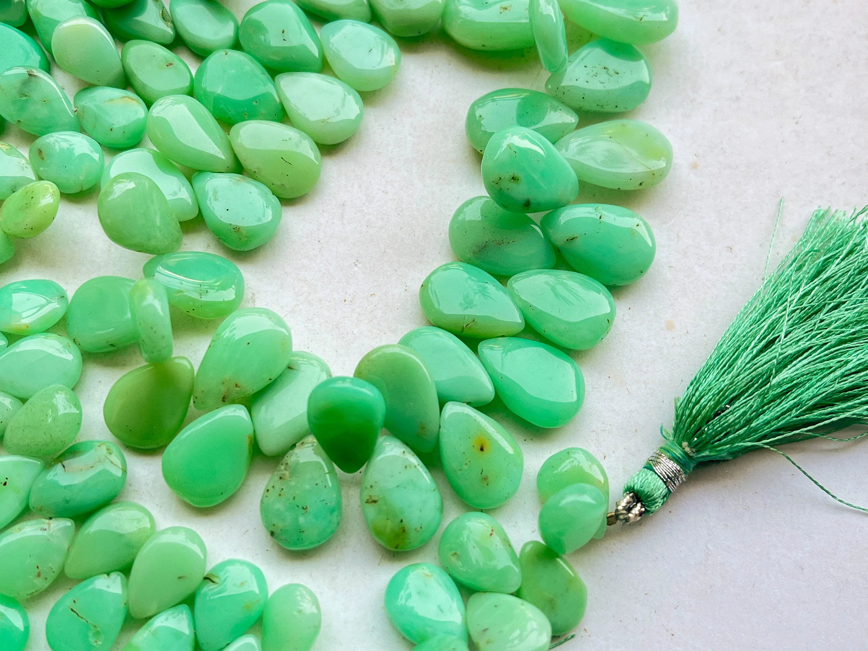 Natural Chrysoprase Smooth Pear Shape Briolette Beads