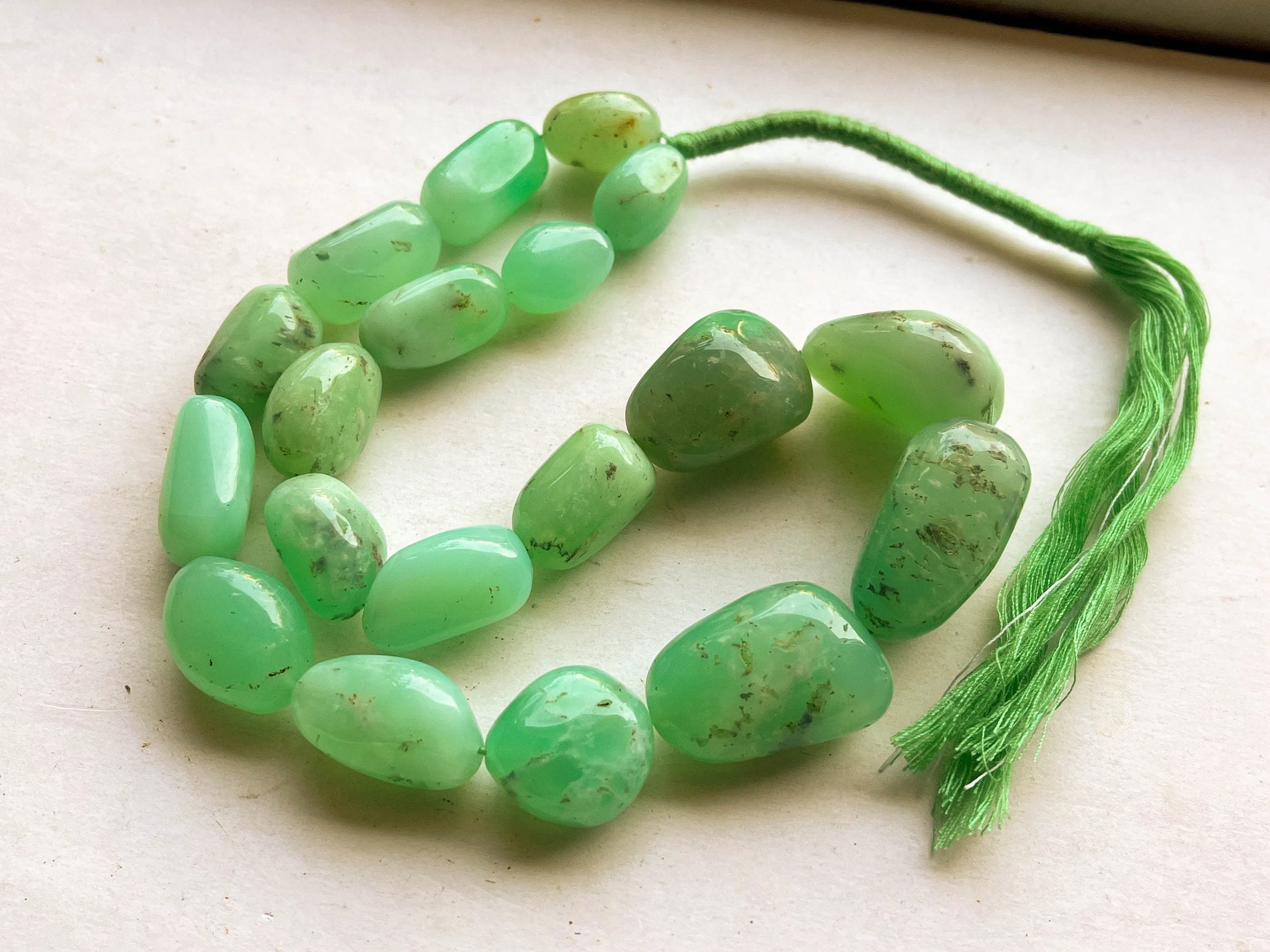 Natural Chrysoprase Smooth Tumble Shape Beads, Chrysoprase for necklace making