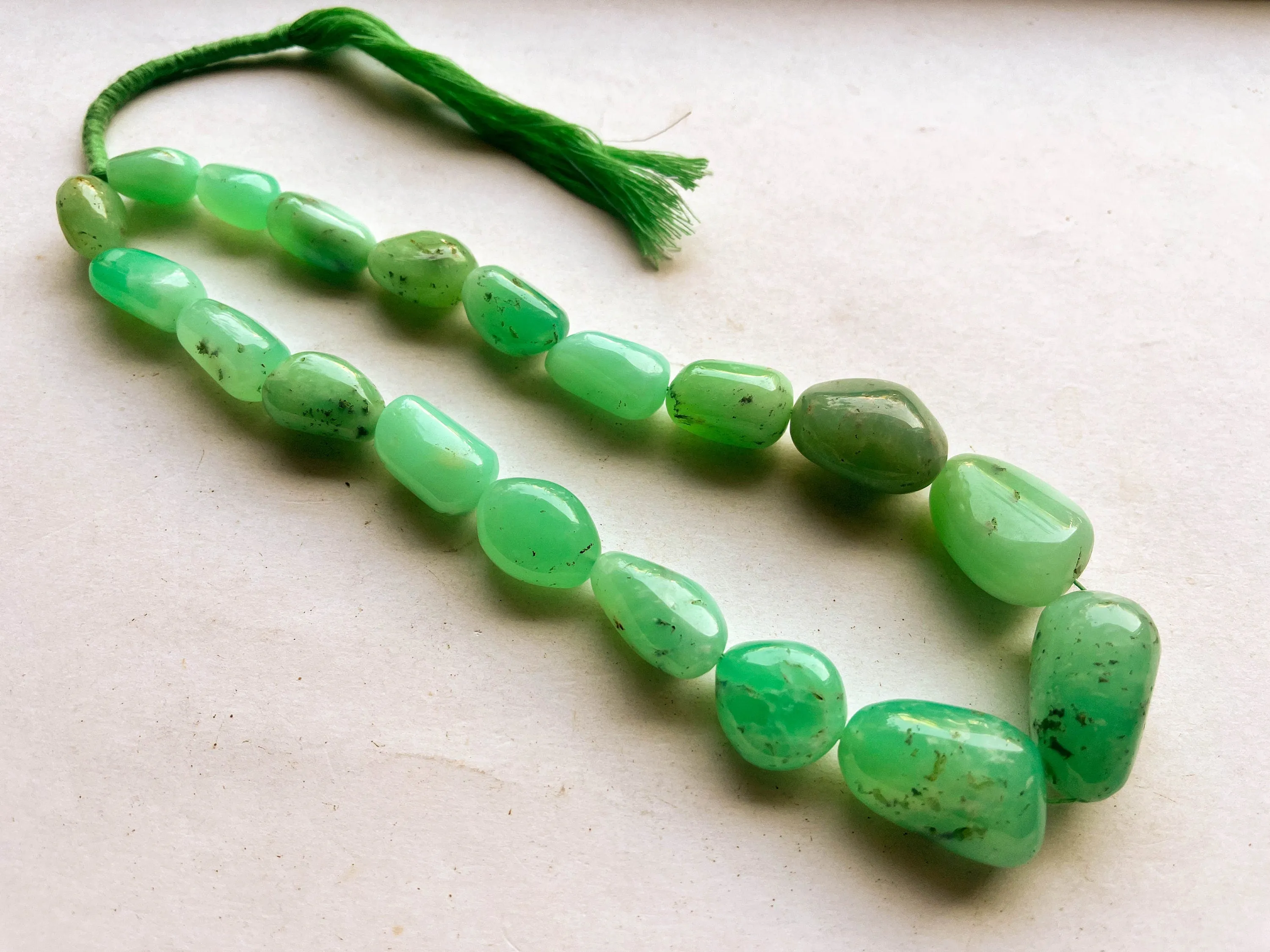 Natural Chrysoprase Smooth Tumble Shape Beads, Chrysoprase for necklace making