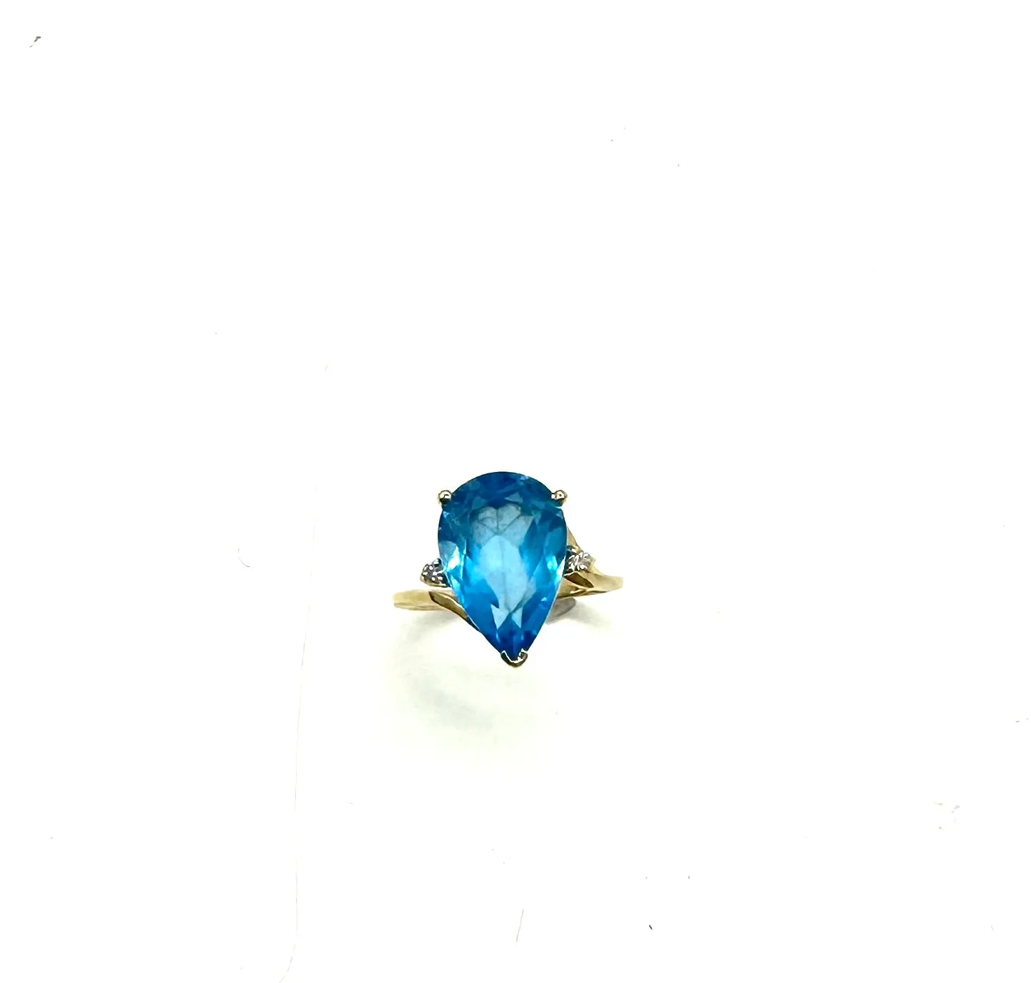 Pear Shaped Blue Topaz Bypass Ring